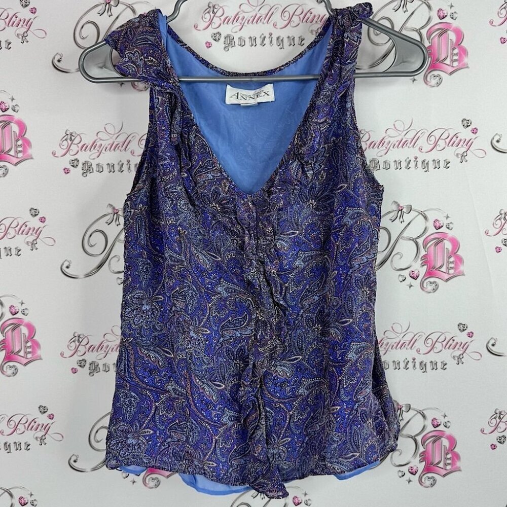 Casual Corner annex tank top blouse paisley Women's Blue Paisley Blouse